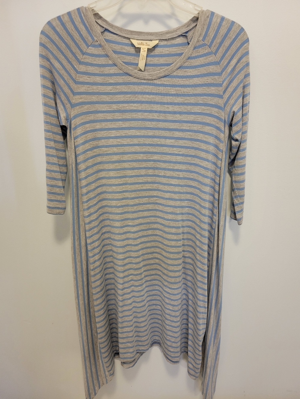 Matilda Jane Blue and Light Gray Striped Midi Dress